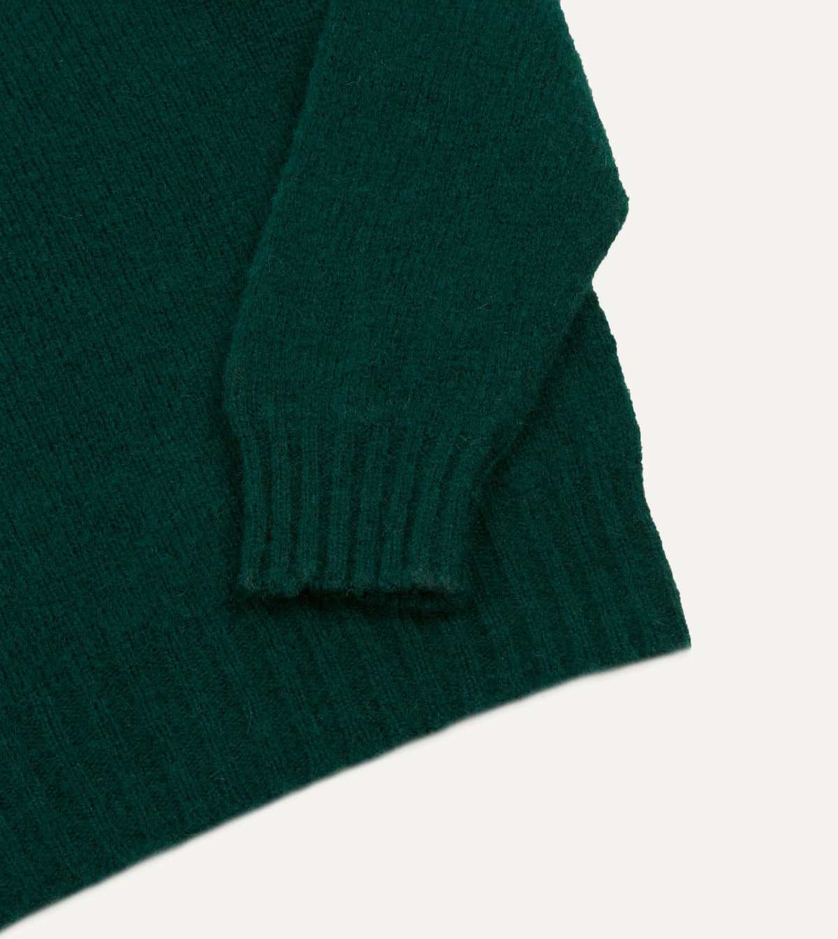 Drake's Green Brushed Shetland Mock Neck Jumper