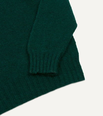 Drake's Green Brushed Shetland Mock Neck Jumper