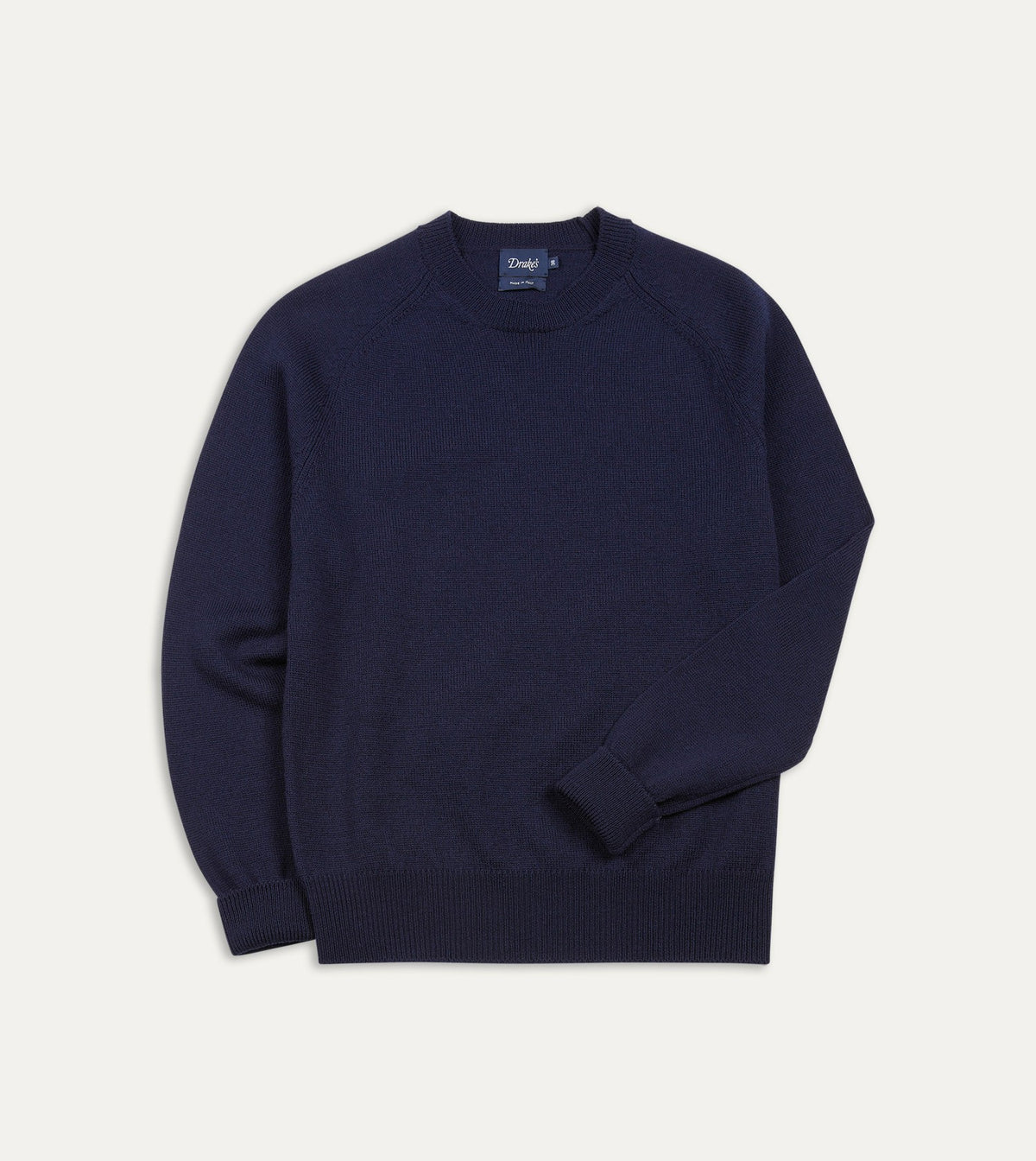 Drake's Navy Merino Crew Neck Jumper