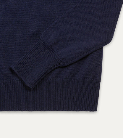 Drake's Navy Merino Crew Neck Jumper