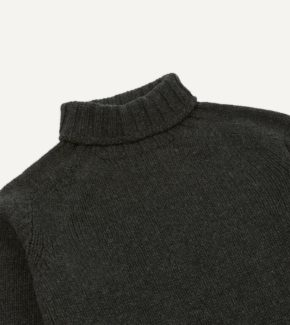 Drake's Charcoal Lambswool Submariner Roll Neck Jumper