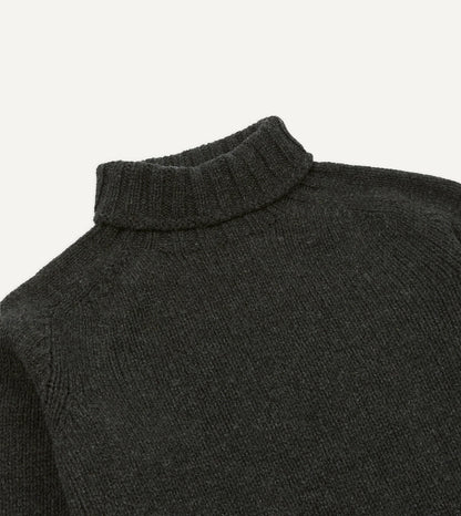 Drake's Charcoal Lambswool Submariner Roll Neck Jumper