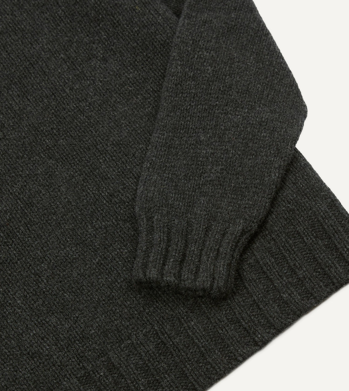 Drake's Charcoal Lambswool Submariner Roll Neck Jumper