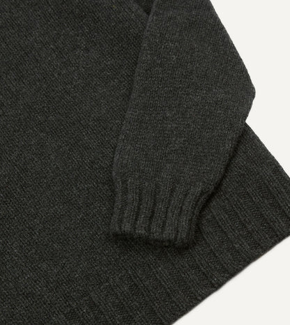 Drake's Charcoal Lambswool Submariner Roll Neck Jumper