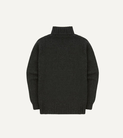 Drake's Charcoal Lambswool Submariner Roll Neck Jumper