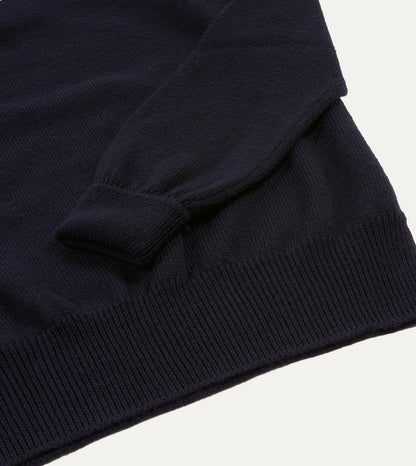 Drake's Navy Merino Wool Knitted Polo