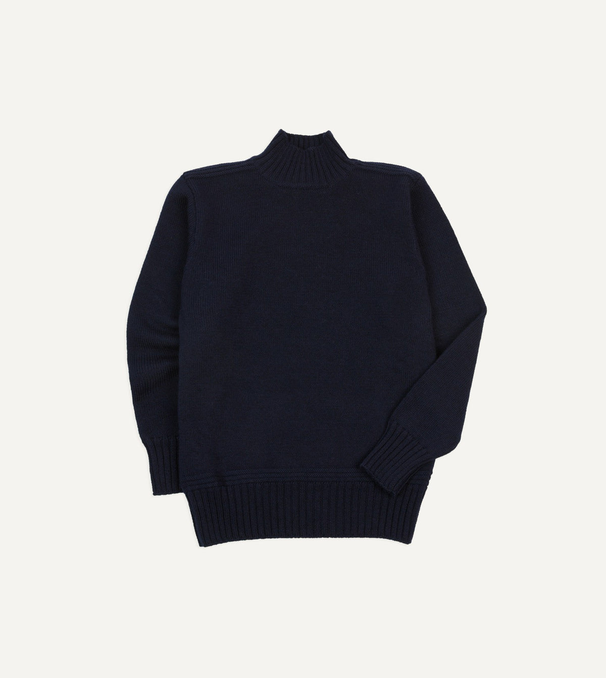 Drake's Navy Heavyweight Mock Neck Jumper