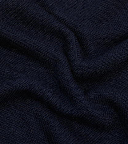 Drake's Navy Heavyweight Mock Neck Jumper