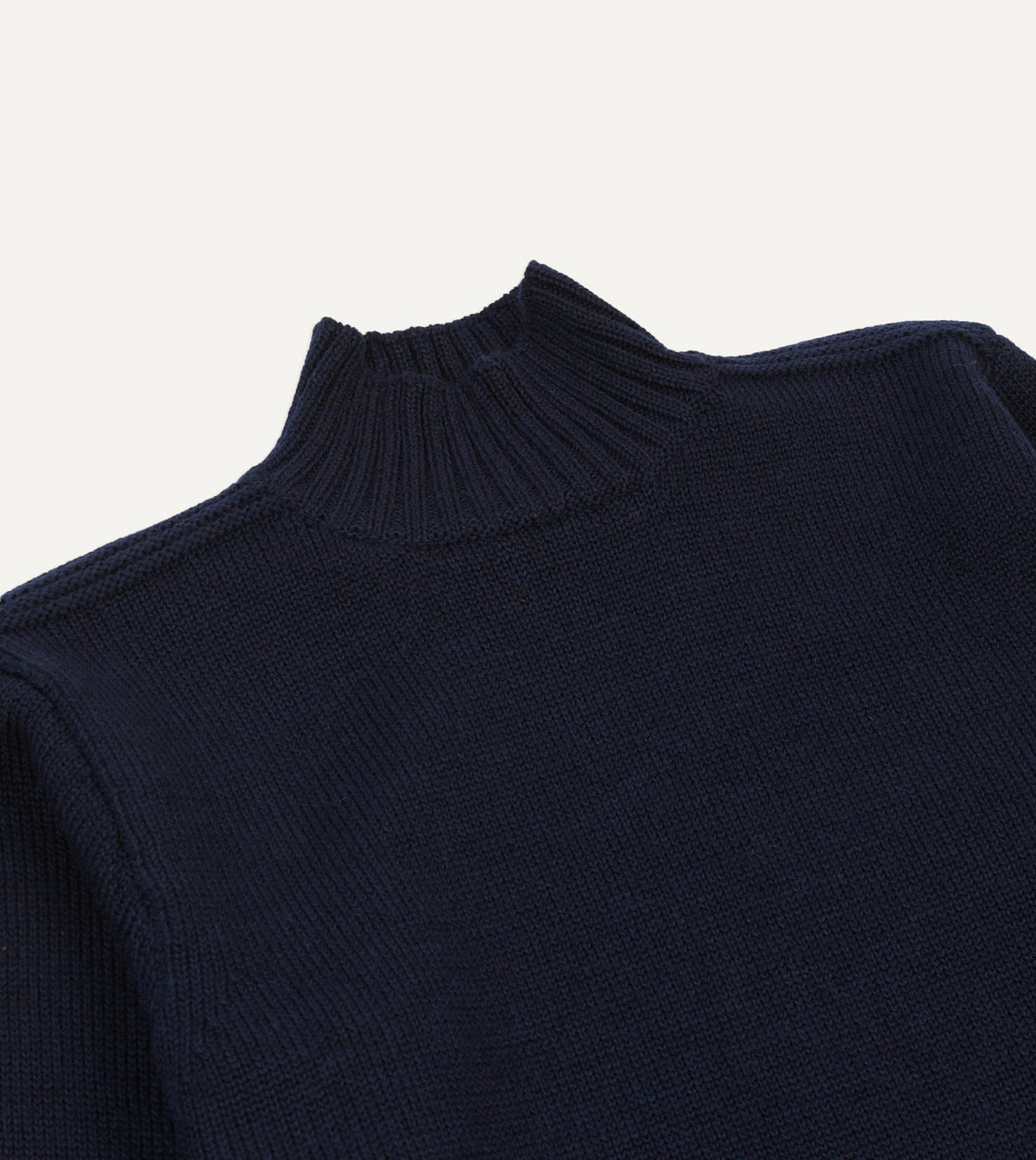 Drake's Navy Heavyweight Mock Neck Jumper