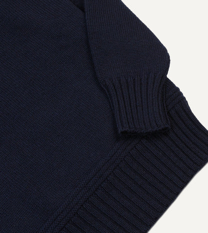 Drake's Navy Heavyweight Mock Neck Jumper