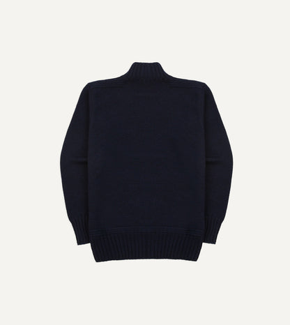 Drake's Navy Heavyweight Mock Neck Jumper