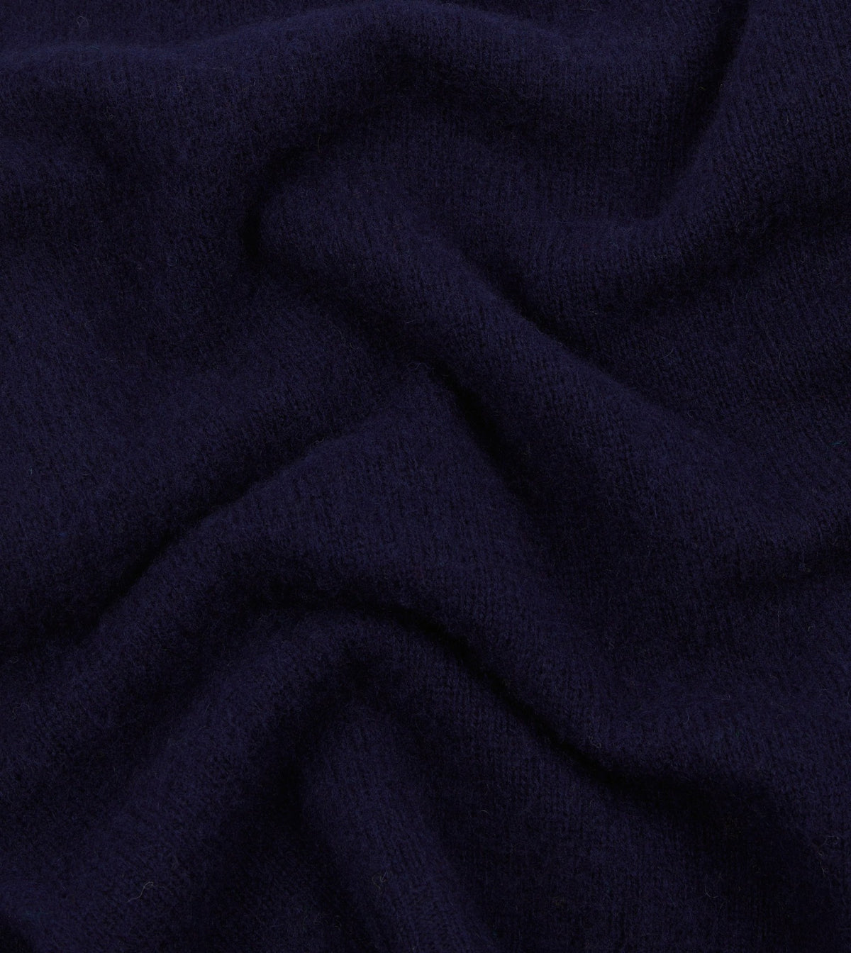 Drake's Navy Brushed Shetland Crew Neck Jumper
