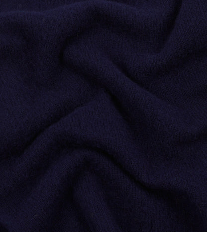 Drake's Navy Brushed Shetland Crew Neck Jumper