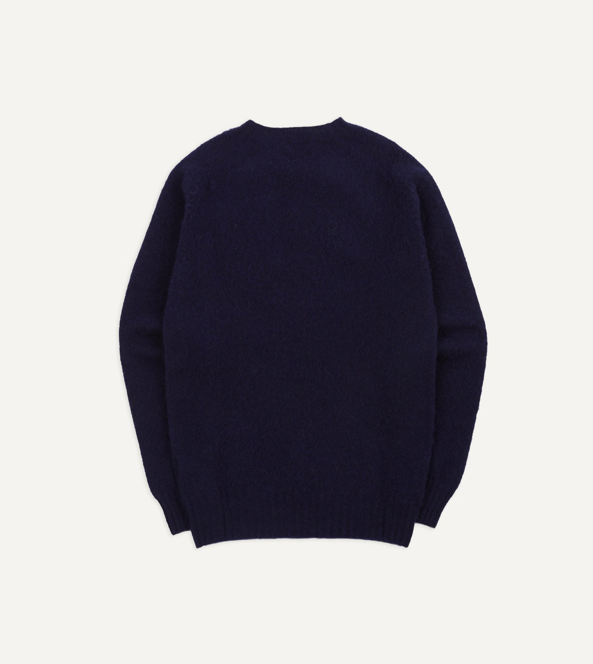Drake's Navy Brushed Shetland Crew Neck Jumper