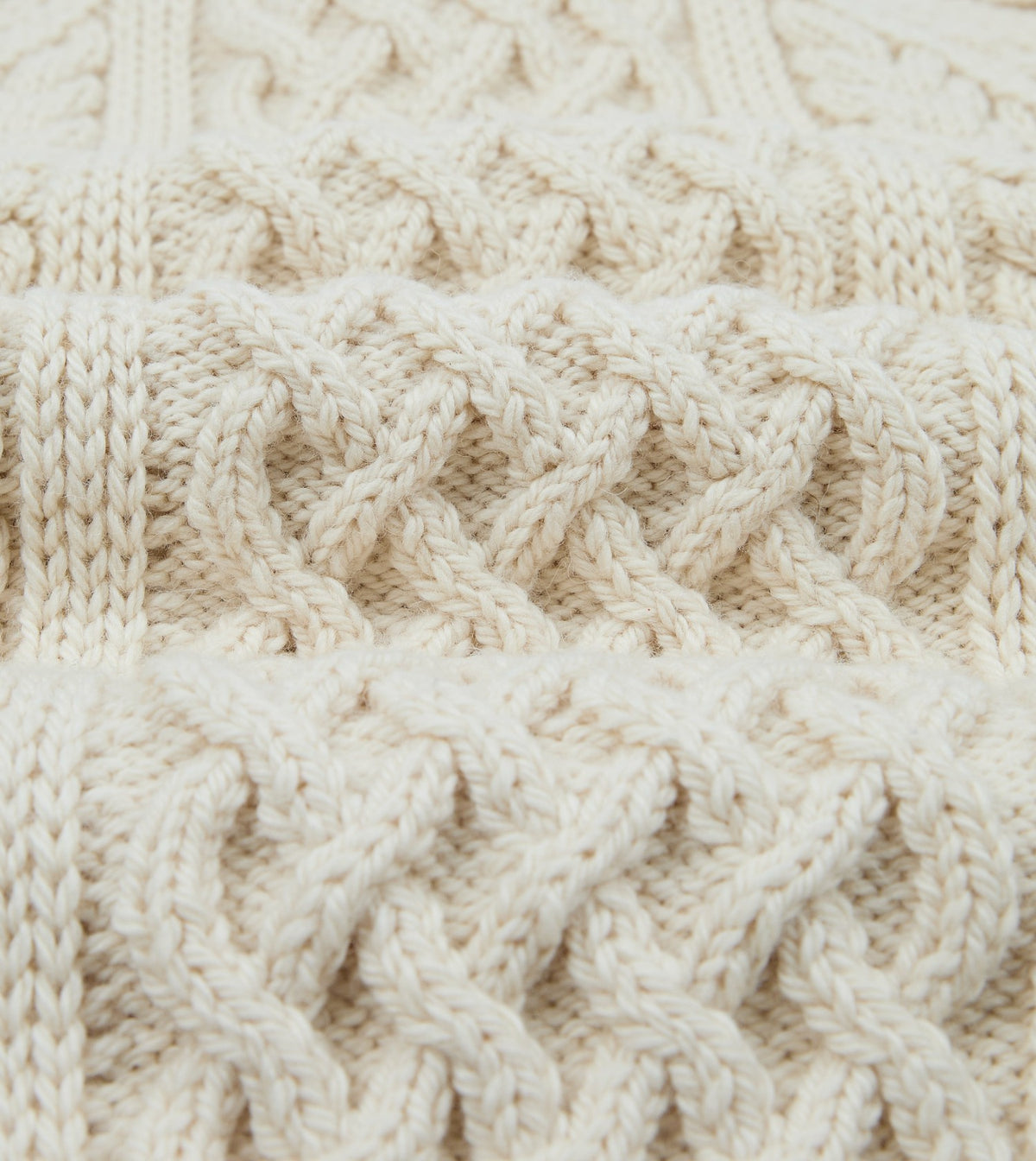Drake's Ecru Wool Aran Jumper
