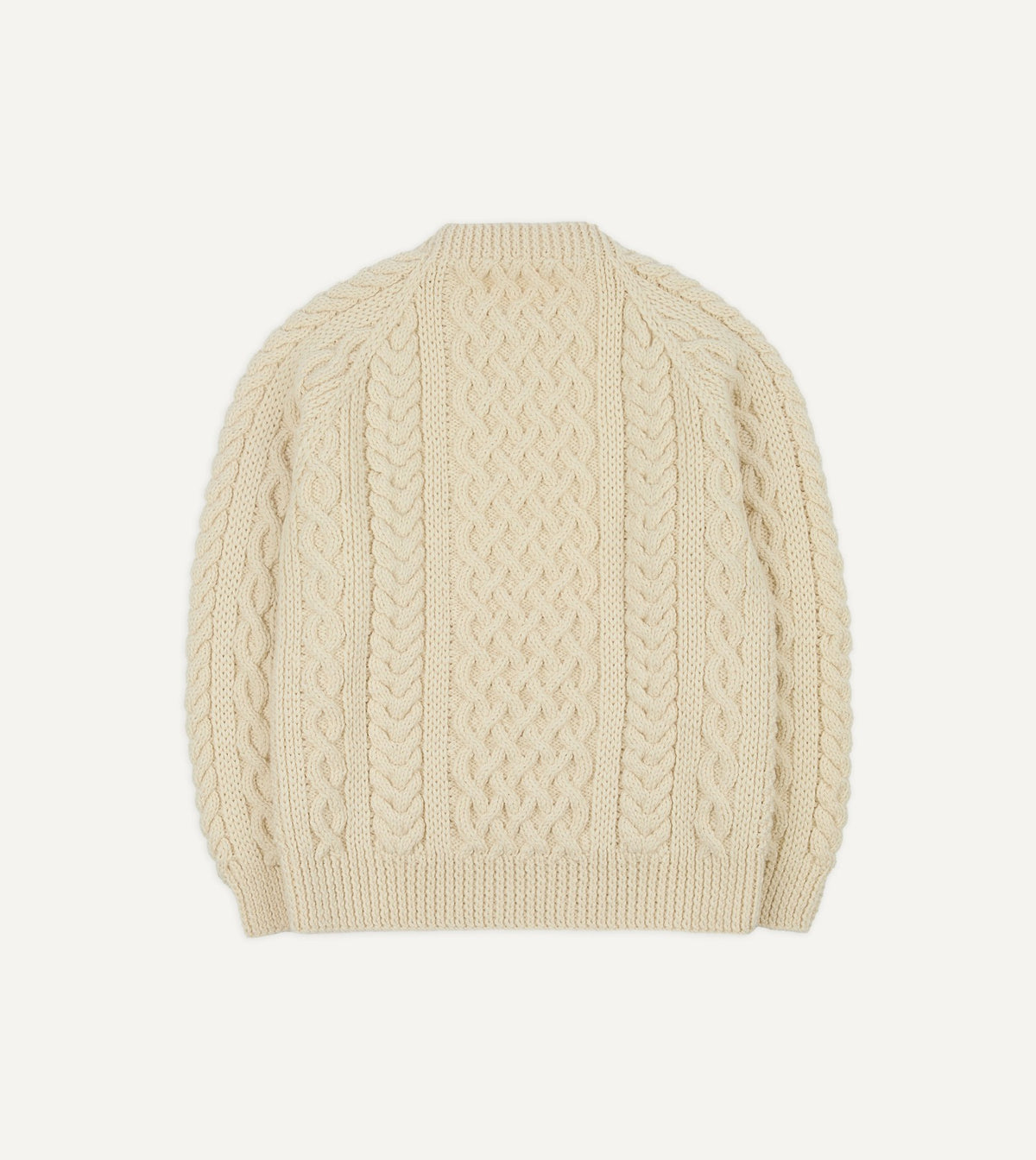 Drake's Ecru Wool Aran Jumper