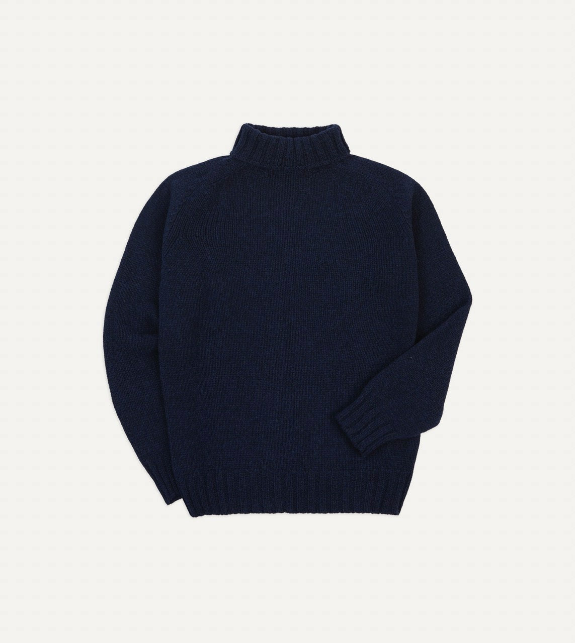 Drake's Navy Lambswool Submariner Roll Neck Jumper