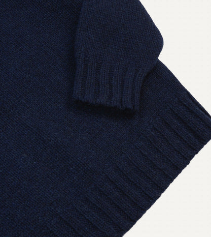 Drake's Navy Lambswool Submariner Roll Neck Jumper