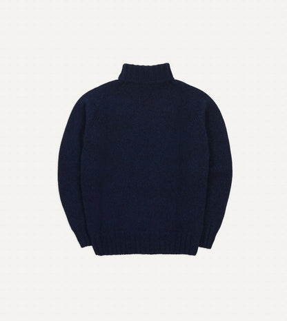 Drake's Navy Lambswool Submariner Roll Neck Jumper