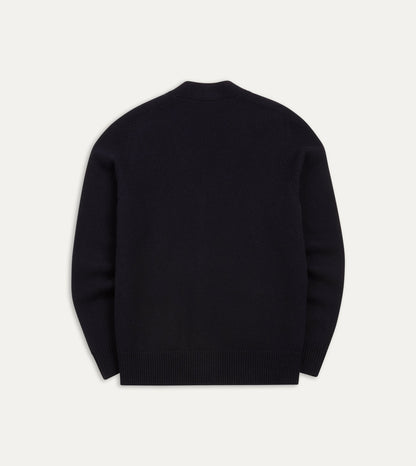 Drake's Navy Lambswool 6 Button Cardigan