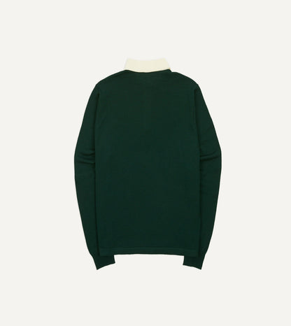 Drake's Green Merino Wool Knitted Rugby Shirt