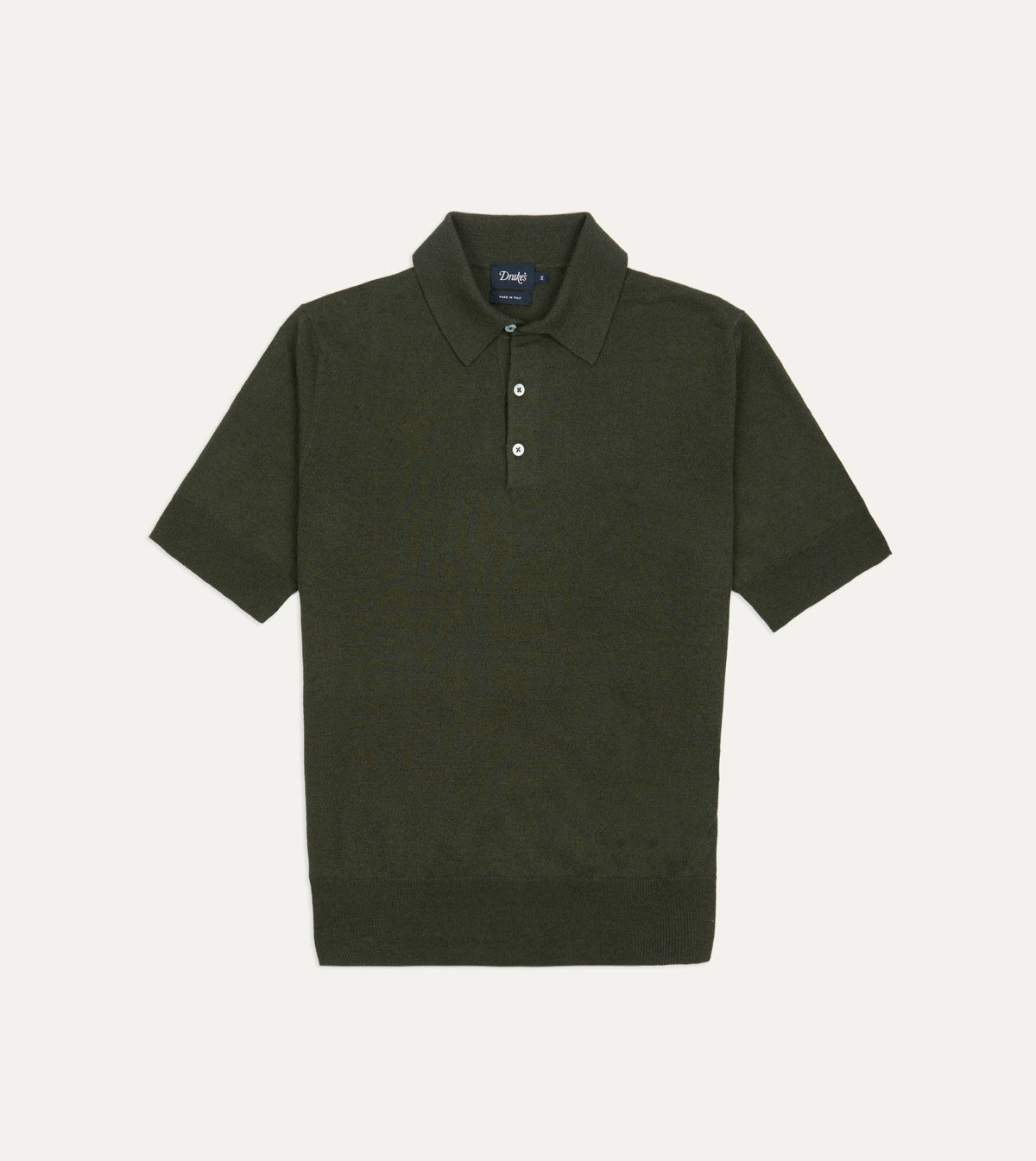 Drake's Olive Knitted Linen-Cotton Short-Sleeve Polo Shirt