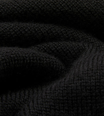 Drake's Black Merino Wool Knitted Polo
