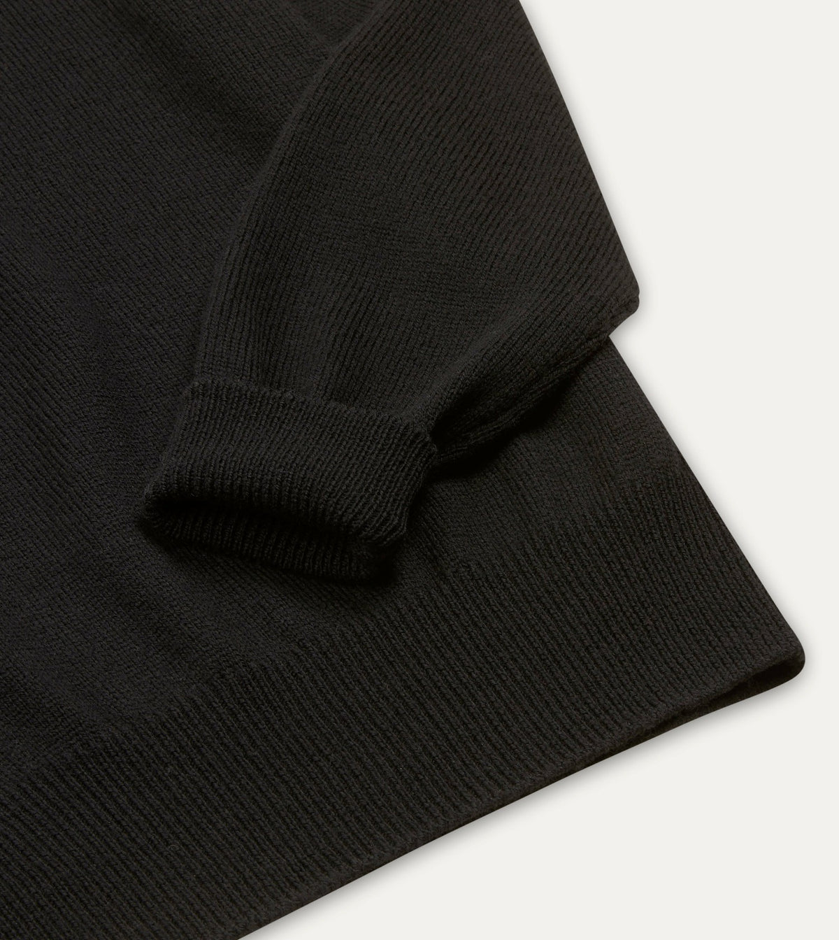 Drake's Black Merino Wool Knitted Polo