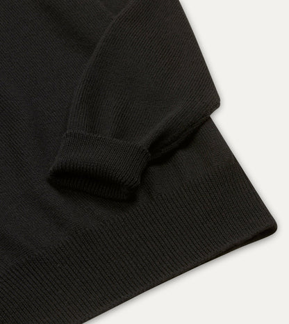 Drake's Black Merino Wool Knitted Polo