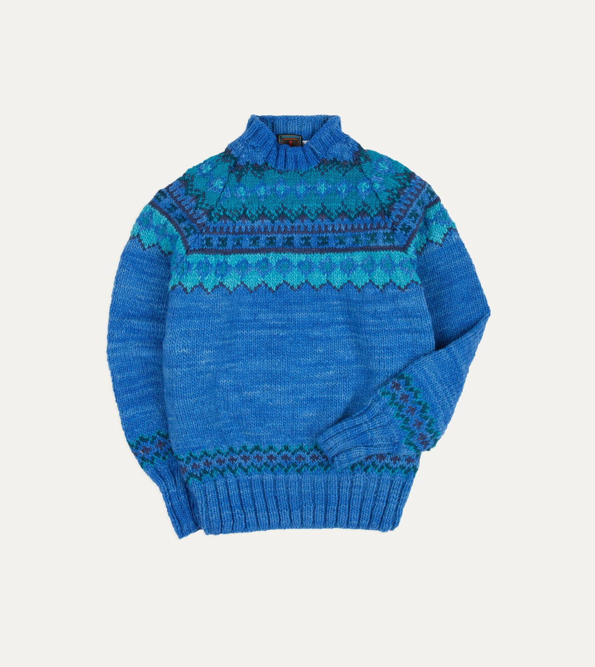 Drake's Chamula Blue Fairisle Merino Jumper