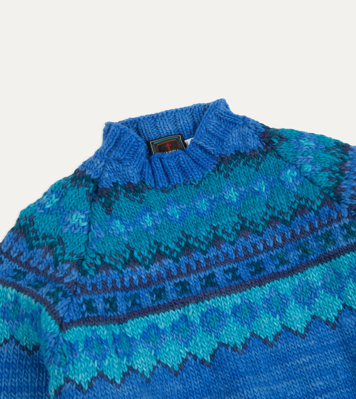 Drake's Chamula Blue Fairisle Merino Jumper