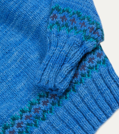 Drake's Chamula Blue Fairisle Merino Jumper