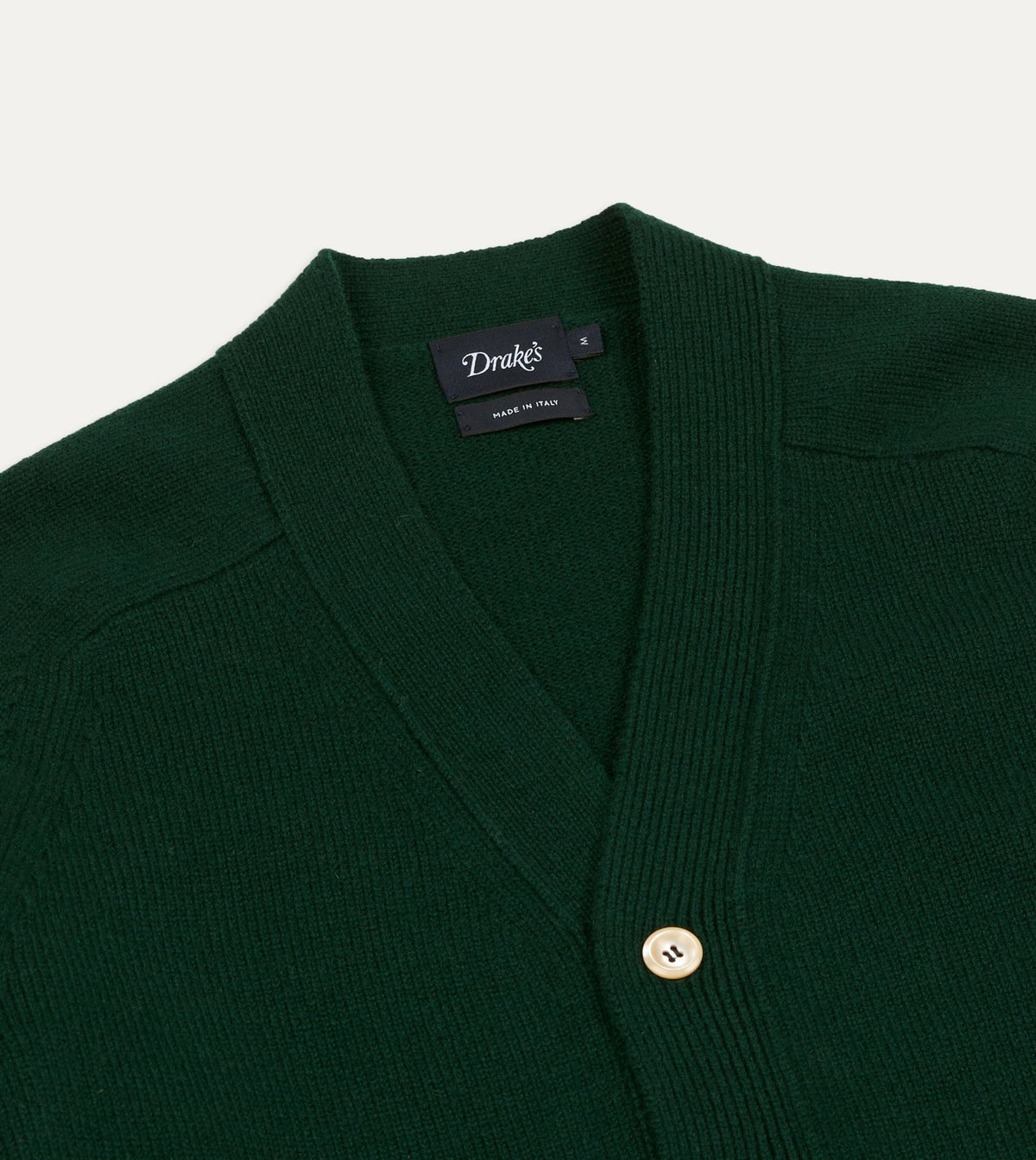 Drake's Dark Green Lambswool 6 Button Cardigan