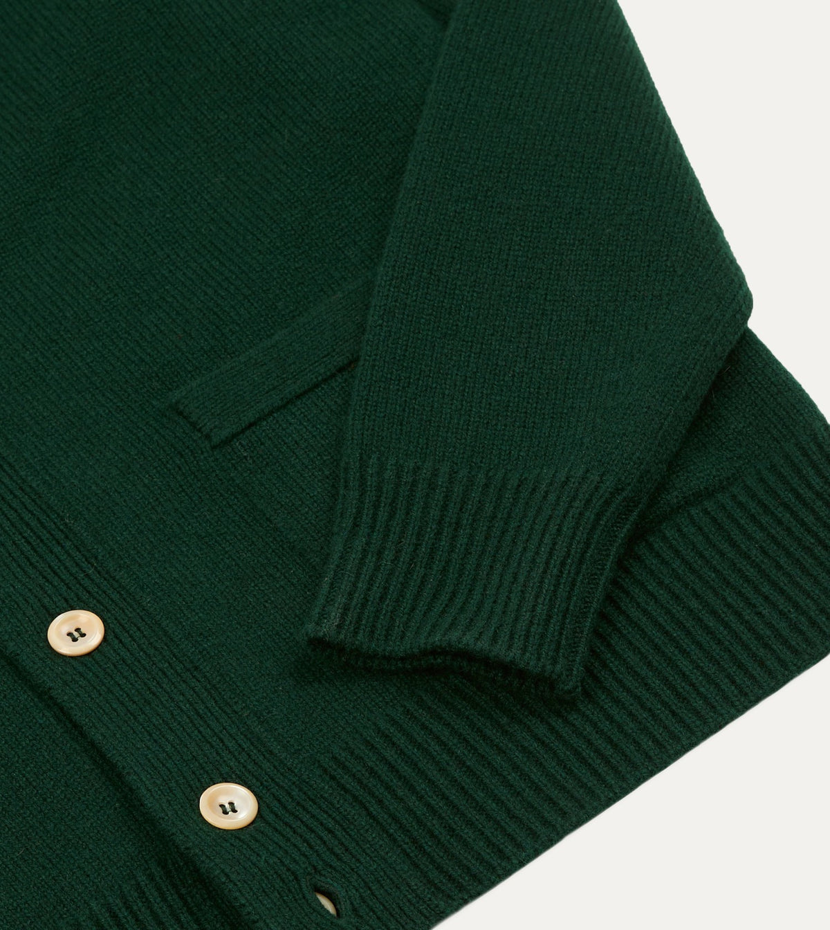 Drake's Dark Green Lambswool 6 Button Cardigan