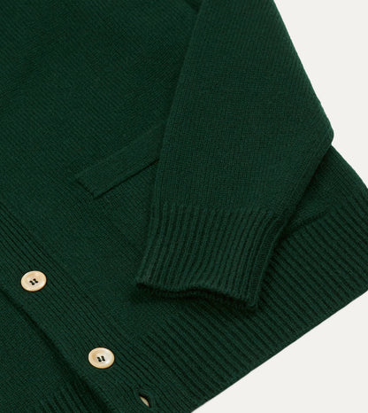 Drake's Dark Green Lambswool 6 Button Cardigan