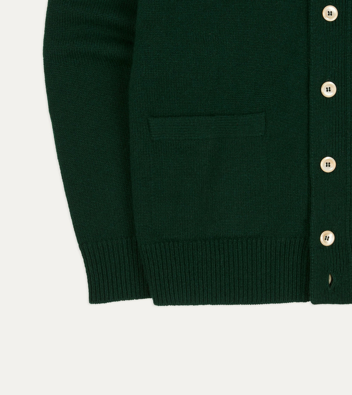 Drake's Dark Green Lambswool 6 Button Cardigan