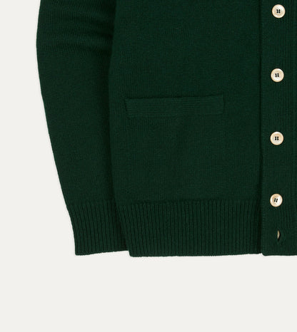 Drake's Dark Green Lambswool 6 Button Cardigan