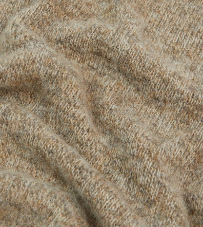 Drake's Camel Brushed Shetland Crew Neck Jumper