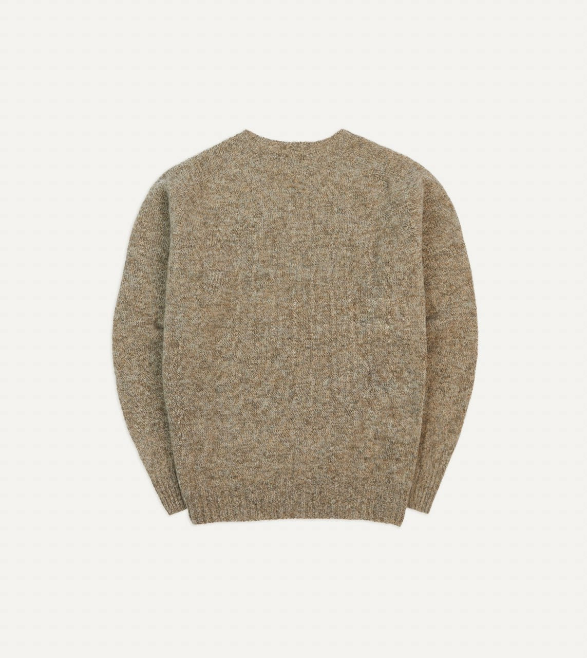 Drake's Camel Brushed Shetland Crew Neck Jumper