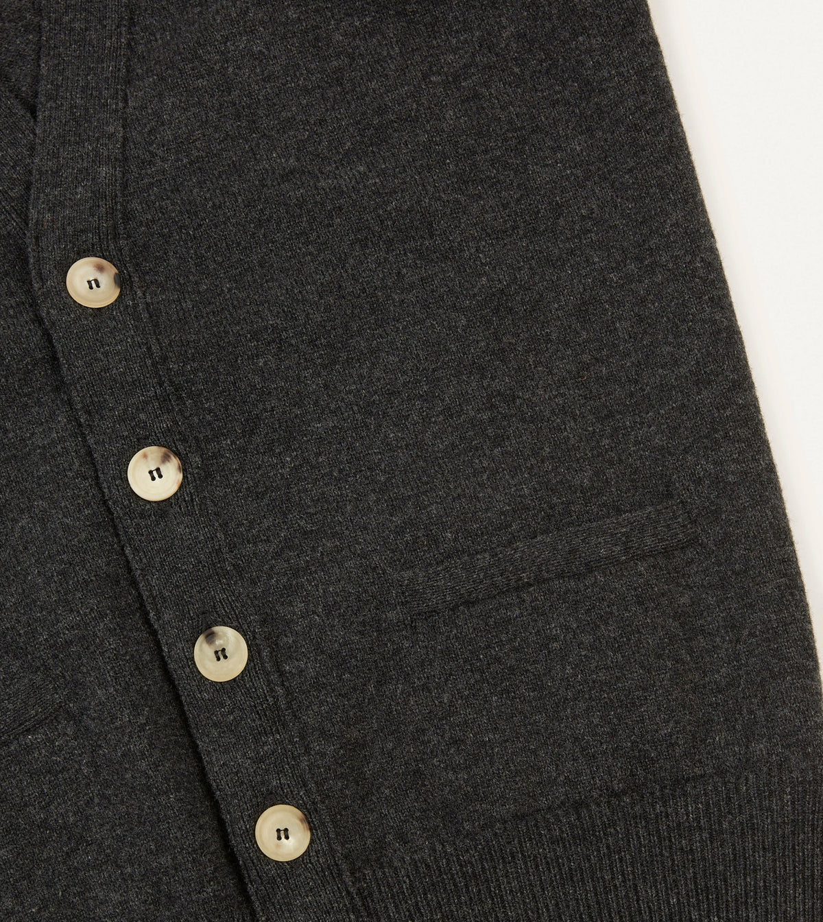 Drake's Charcoal Lambswool Sleeveless Cardigan