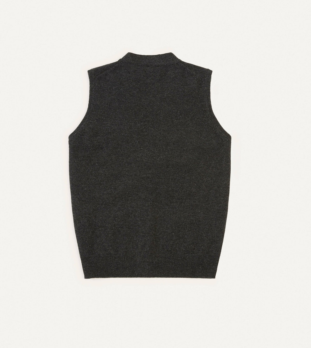 Drake's Charcoal Lambswool Sleeveless Cardigan