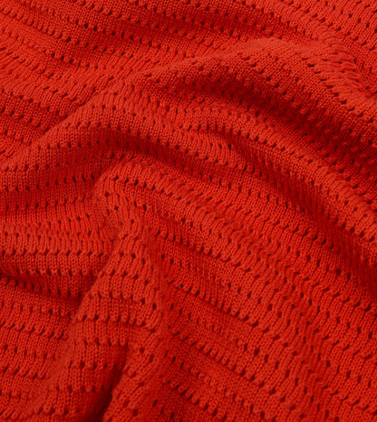 Drake's Red Waffle Knit Cotton Short-Sleeve Polo Shirt