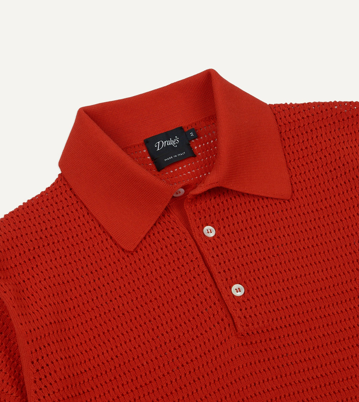 Drake's Red Waffle Knit Cotton Short-Sleeve Polo Shirt