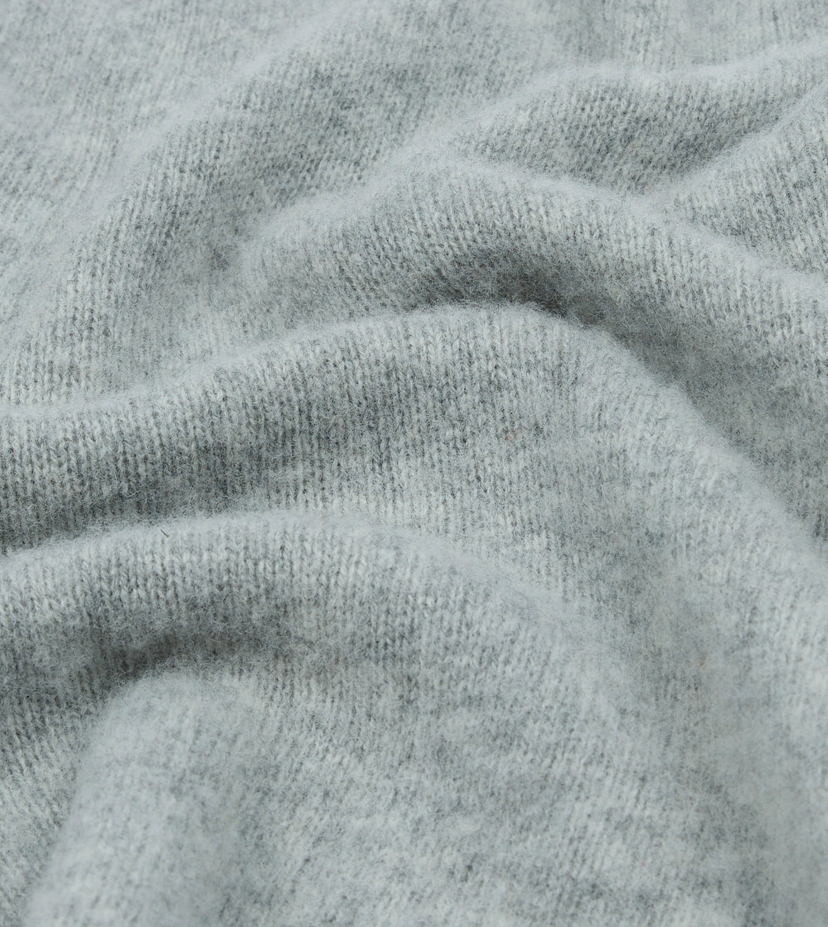 Drake's Light Grey Brushed Shetland Crew Neck Jumper