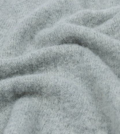 Drake's Light Grey Brushed Shetland Crew Neck Jumper