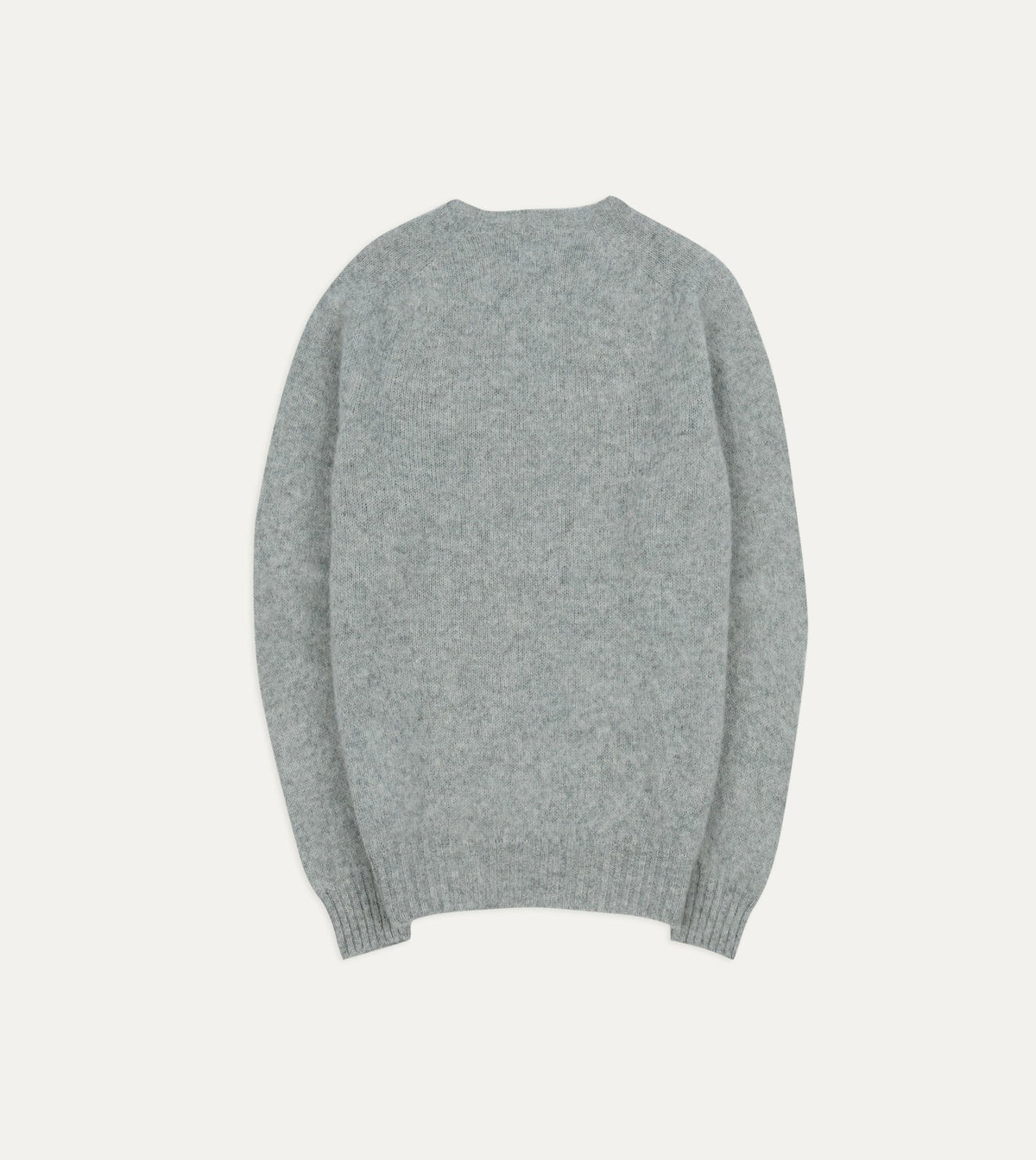 Drake's Light Grey Brushed Shetland Crew Neck Jumper