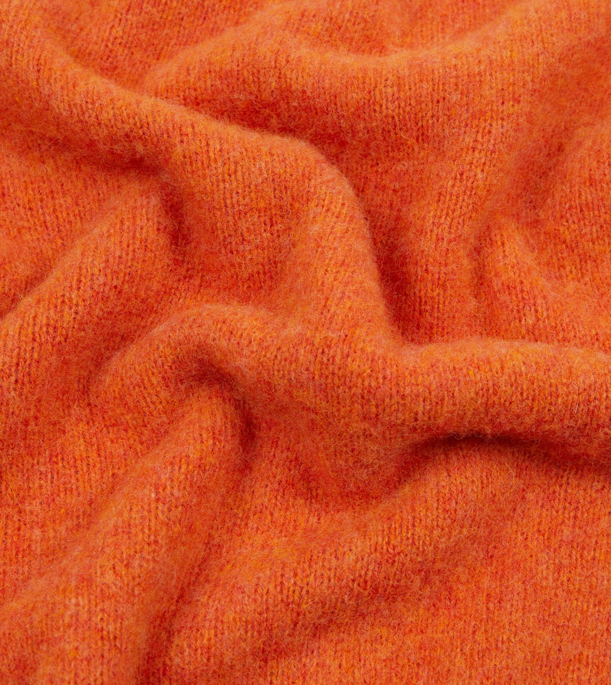 Drake's Orange Brushed Shetland Crew Neck Jumper