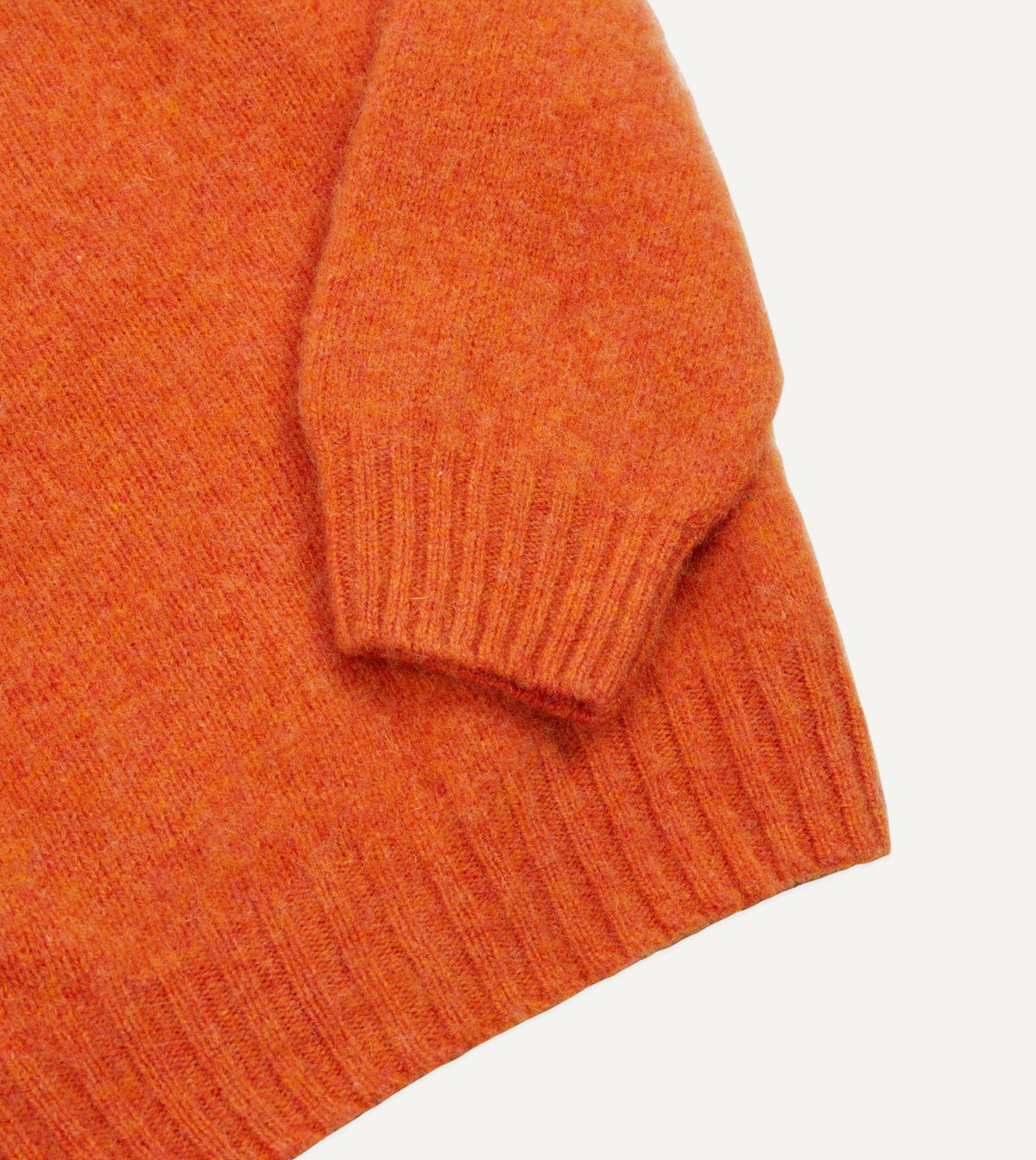Drake's Orange Brushed Shetland Crew Neck Jumper