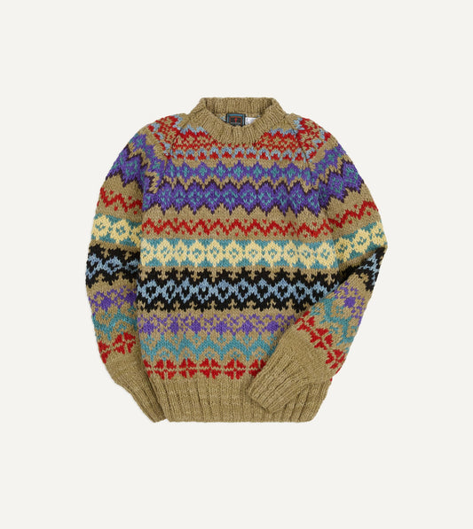 Drake's Chamula Green Fairisle Merino Jumper
