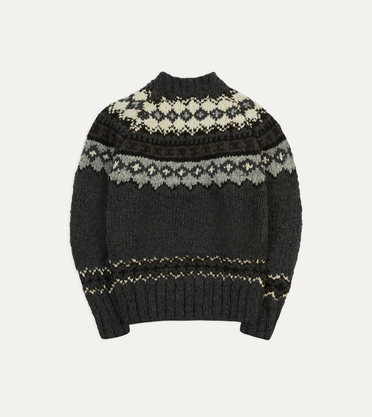 Drake's Chamula Grey Fairisle Merino Jumper